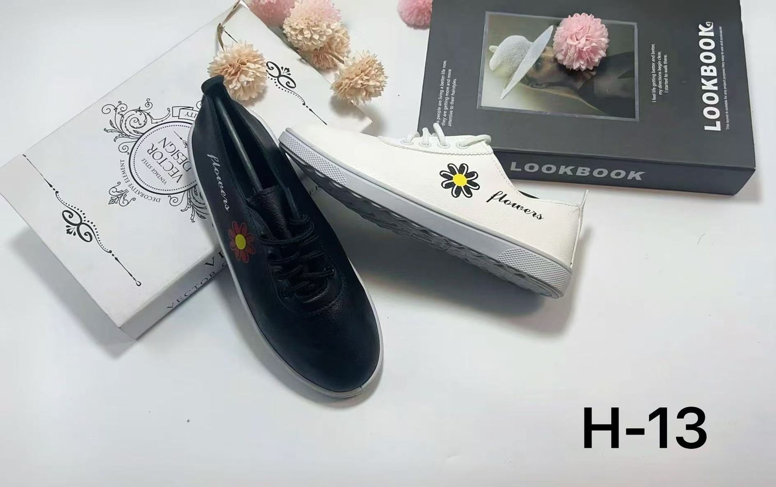 Ladies leather flower  rubber shoes