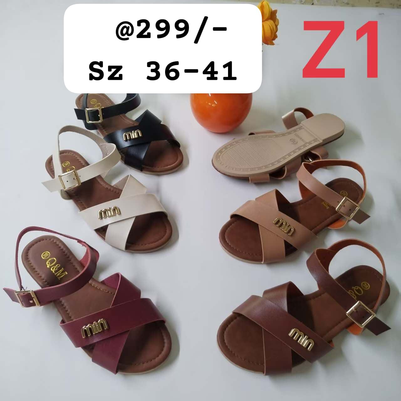 Q&M miu miu Ladies sandals with back strips